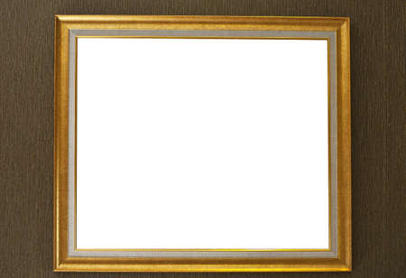 gold frame on old paper background の写真素材