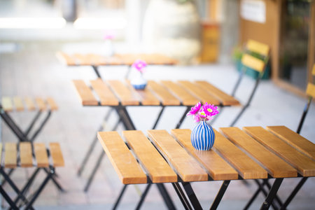 Table and chair at outdoorの写真素材