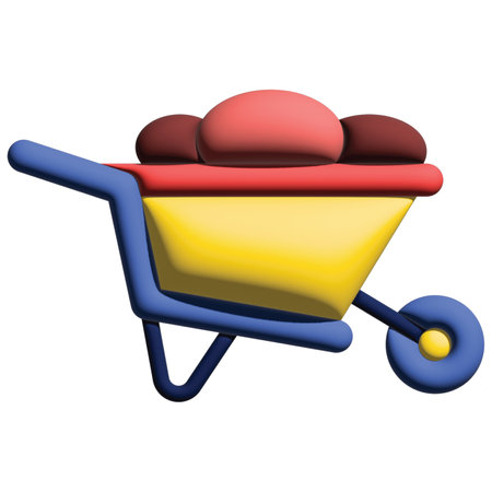 Wheelbarrow with the flag of Ukraine. 3d render.の写真素材