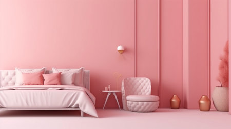 concept for interior design furniture and home decor for sale It is surrounded by beds, sofas, armchairs, and advertising spaces during sales and promotions. banner. pastel background. 3D rendering. The Generative AIの素材