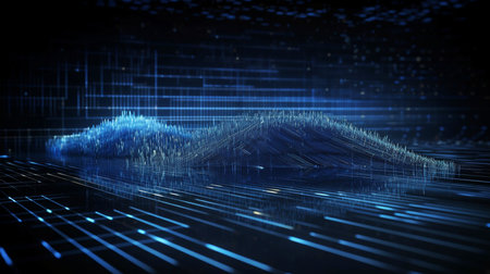 futuristic 3D illustration of a data stream IT for data transfer. Big data and cybersecurity, blockchain, and a background in abstract technology.The Generative AIの素材