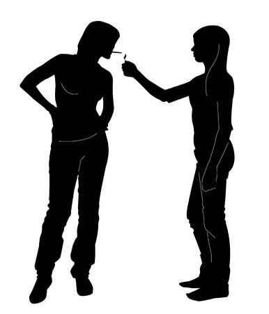 Two young ladies. One of them is smokingのイラスト素材