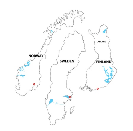 We see illustration of Isolated maps of Norway, Sweden an Finlandのイラスト素材