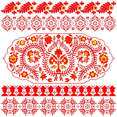 Vector Indian ornaments on whiteのイラスト素材