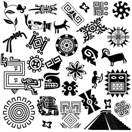 ancient american design elements on whiteのイラスト素材