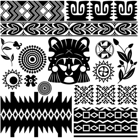 image of ancient American pattern on whiteのイラスト素材