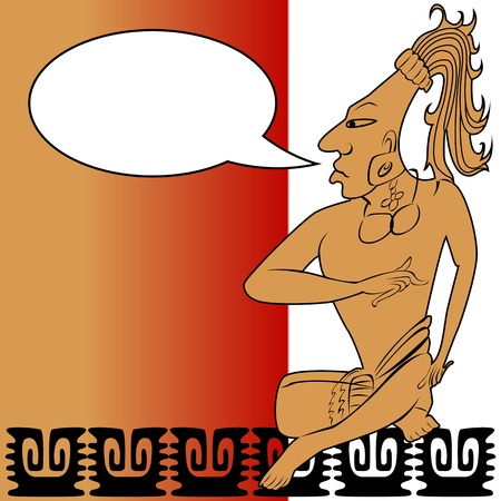  Mayan warrior and speech bubbleのイラスト素材