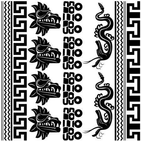 Set of ancient American ornaments on whiteのイラスト素材