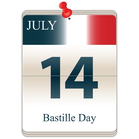 Vector of the date white block calendar Bastille Day, July 14thのイラスト素材