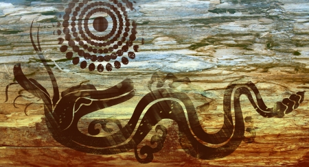 Background with American Indian national patternsの写真素材