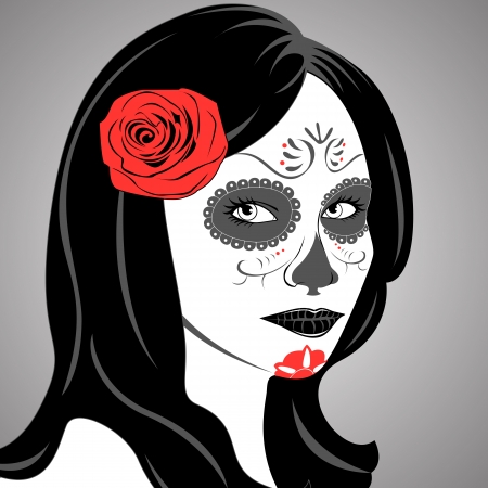 Vector of Sugar Skull Lady with face paint for Day of the Dead  Dia de los Muertos のイラスト素材