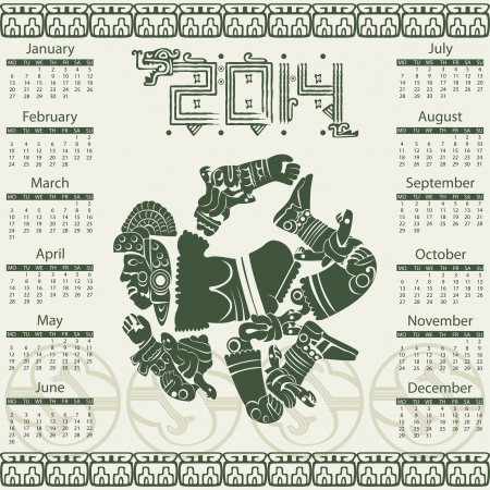 Vector calendar 2014 in mayan styleのイラスト素材