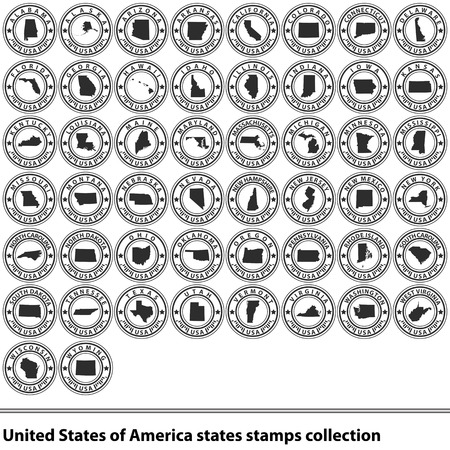 Vector of United States of America states in stampsのイラスト素材