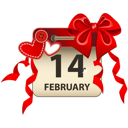 Vector of the date Valentines Day Calendar, 14th of Februaryのイラスト素材
