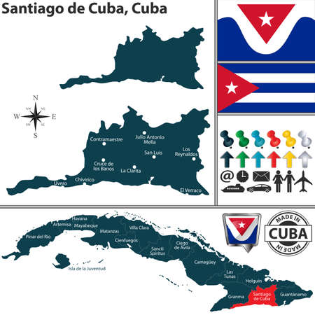 Vector map of Santiago de Cuba province and location on Cuban mapのイラスト素材