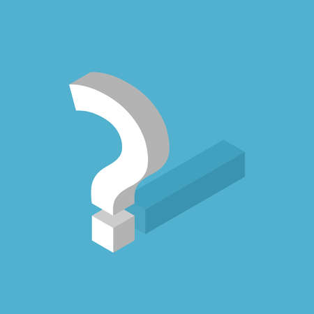 Isometric question mark with exclamation shadow. Hidden risk, opportunity, problem, confusion and indecision concept. Flat design. Vector illustration. EPS 8, no gradients, no transparencyのイラスト素材