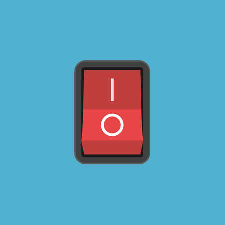On off rocker switch. Power supply, electric energy, start, electricity, vigor and inspiration concept. flat design. vector illustration. EPS 8, no gradients, no transparencyのイラスト素材
