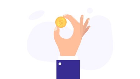 Male hand holding golden dollar coinのイラスト素材