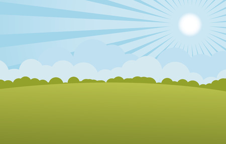 sun with green landscape vectorのイラスト素材