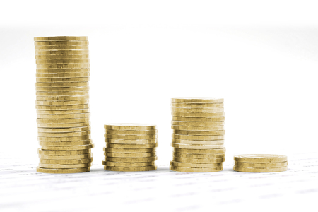 Rows of coins for finance and banking concept