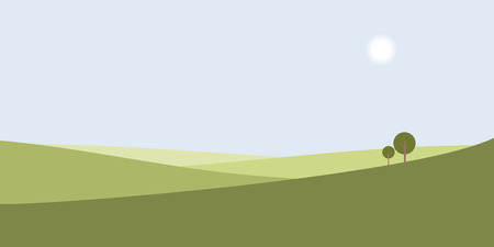 Green landscape with blue sky, vectorのイラスト素材