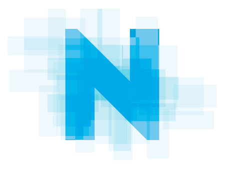 Double exposure alphabet on white background. Vector illustration. Blue color double exposure background.のイラスト素材