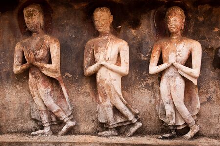 Buddha images in Sukhothai Historical Park, former capital city of Thailand の写真素材