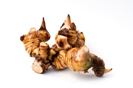  galangal root against a white background の写真素材