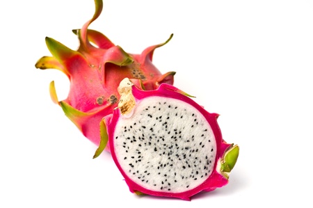 fresh dragon fruit isolated on white background. の写真素材