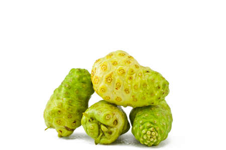 noni fruit on a white backgroundの写真素材
