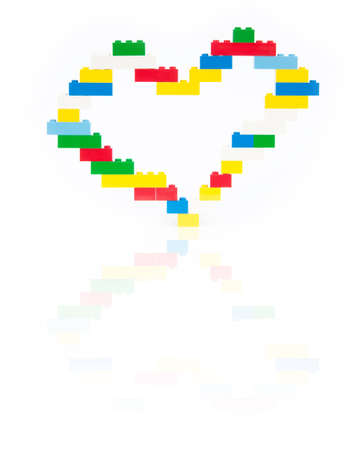 plastic toy block build to the heartの写真素材