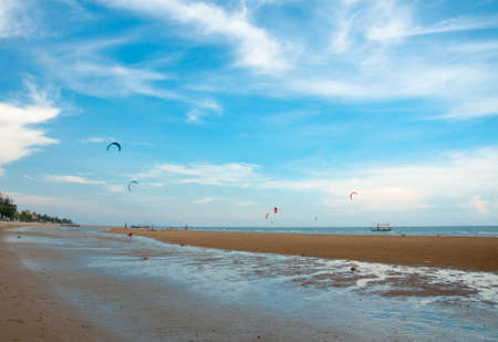 kite surf on the sea side of pranburiの写真素材