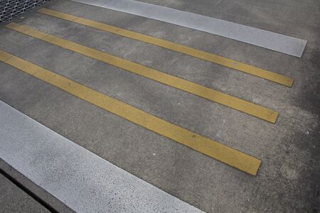Yellow And White Crosswalkの写真素材