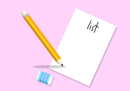 pencil, paper, and eraserのイラスト素材