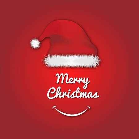 Merry Christmas wishes. Santa cap  smiling concept. Creative concept.のイラスト素材