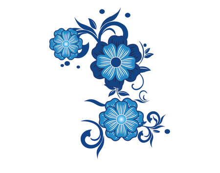 Blue Flower Vector at wall stickerのイラスト素材