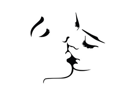 Creative Black Lovers Kiss home decal wall stickerのイラスト素材