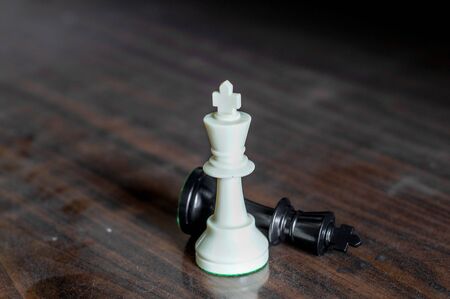 black and white king chess on table