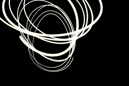 white light long exposure, white light line on black background