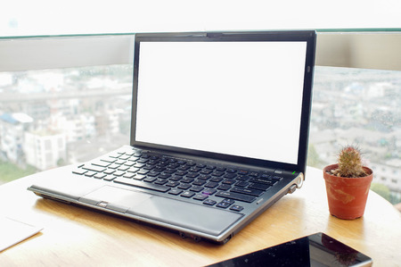 mock up laptop/notebook on table