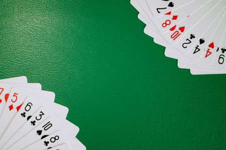 poker card copy space in green backgroundの写真素材