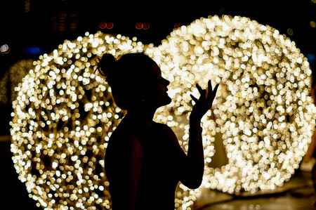 beuatiful silhouette of a person in bokeh
