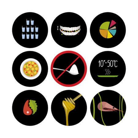 Healthy principles of nutrition icons set infographicのイラスト素材