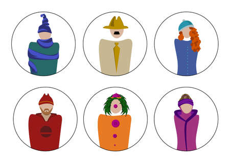 diverse people icon gray circle background vectorのイラスト素材