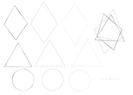 Line art stye set of geometric shapes. Isolated on white backgroundのイラスト素材
