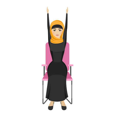 woman doing exercises on the office chairのイラスト素材