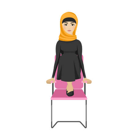 woman doing exercises on the office chairのイラスト素材