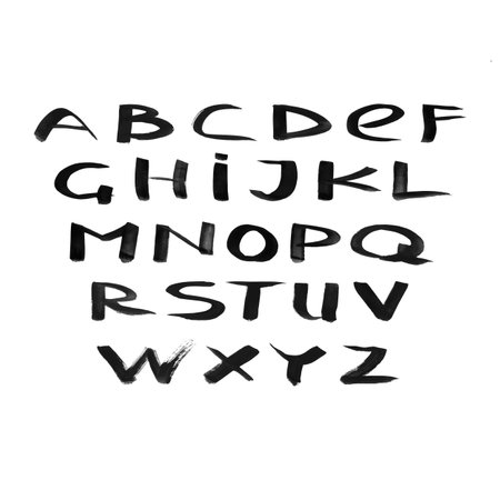 Hand drawn dry brush style Roman alphabet. Vector illustration.のイラスト素材