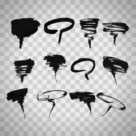 Hand drawn speech bubbles created by dry brush. Grunge style set on the overlay background.のイラスト素材