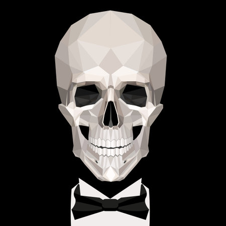 Low poly white skull. Vector Halloween illustrationのイラスト素材